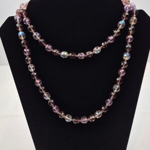 Joan Rivers 36" Faceted Glass Bead Necklace Purple Lavender AB Vintage‎ Layering